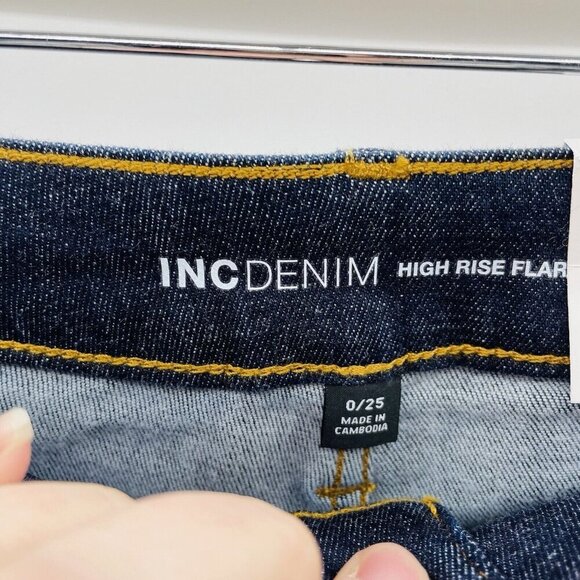 INC International Concepts Womens 0/25 High Rise Flare Leg Jeans in Dark Indigo - Picture 9 of 10